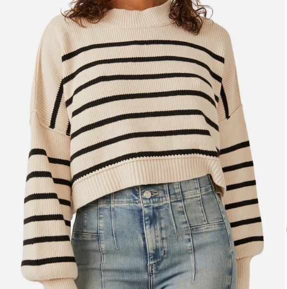 Free People stripe crop sweater - Picture 1 of 5